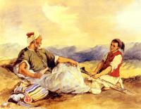 Delacroix, Eugene - Two Moroccans Seated In The Countryside